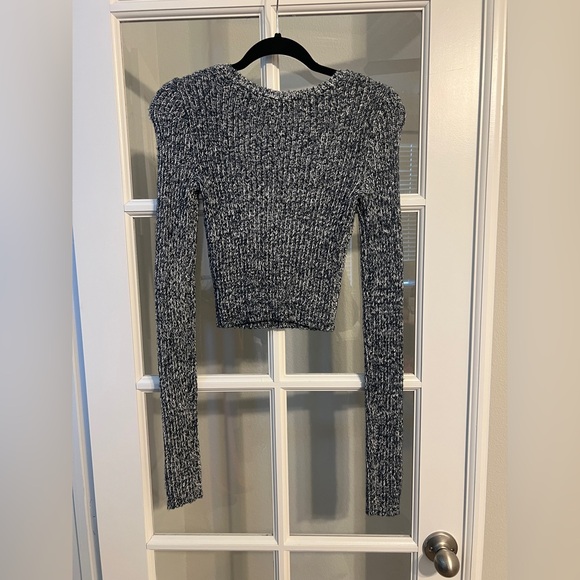 Abercrombie & Fitch Black and White Marled Ribbed Sweater Top - Picture 3 of 4